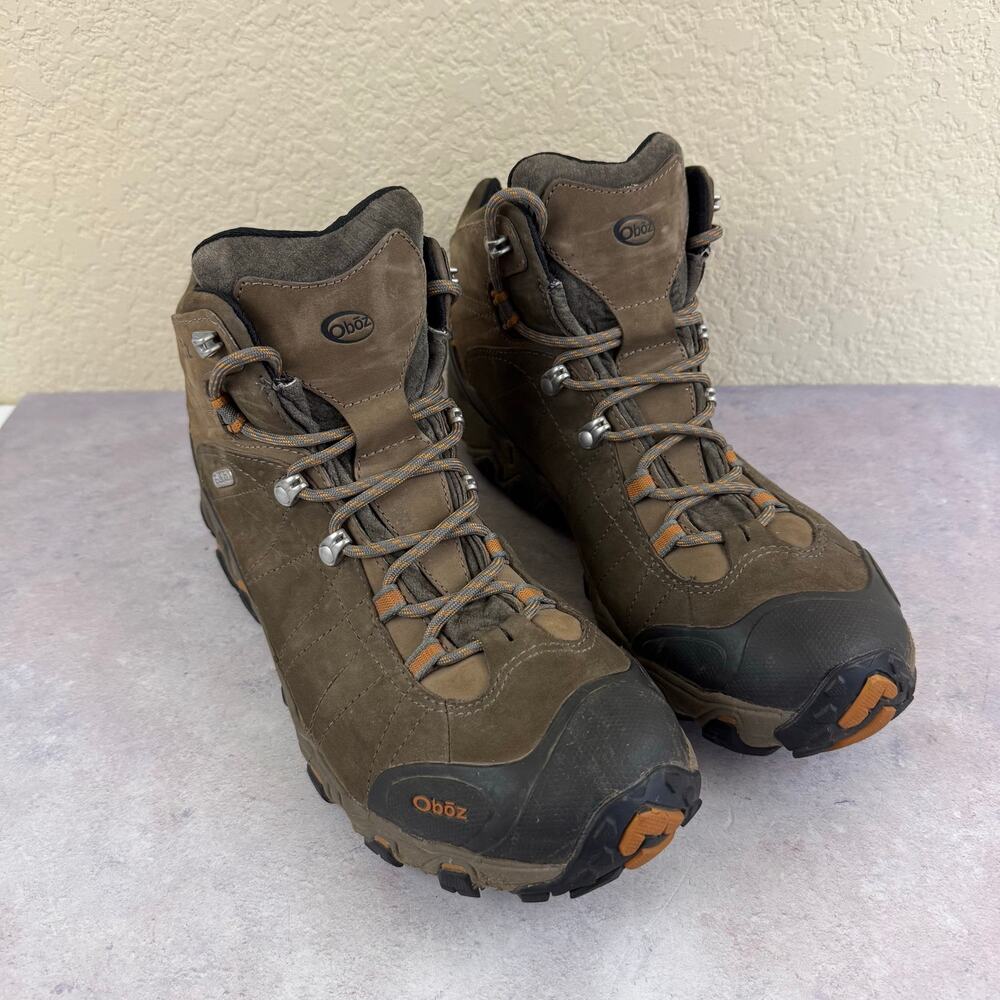 Oboz Bridger Mid B-DRY Waterproof Leather Hiking Boots O Fit Sudan Brown Sz 11.5